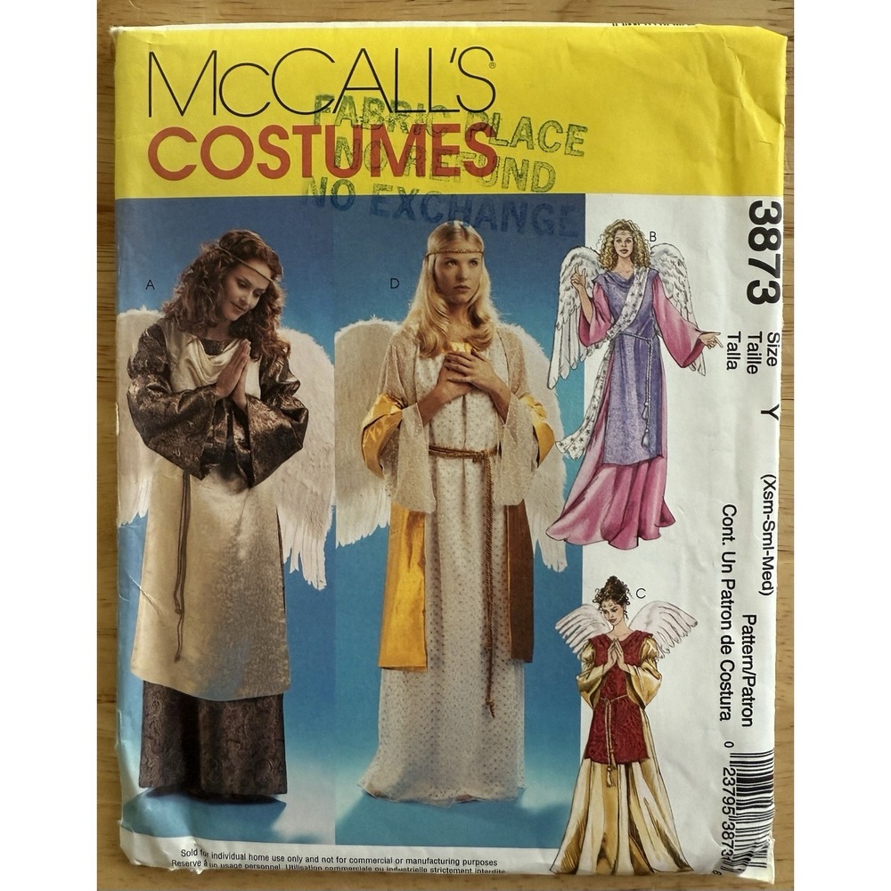 McCall's Costume Pattern 3873 Misses'‎ Angel Costumes Size XSM-MED Uncut FF